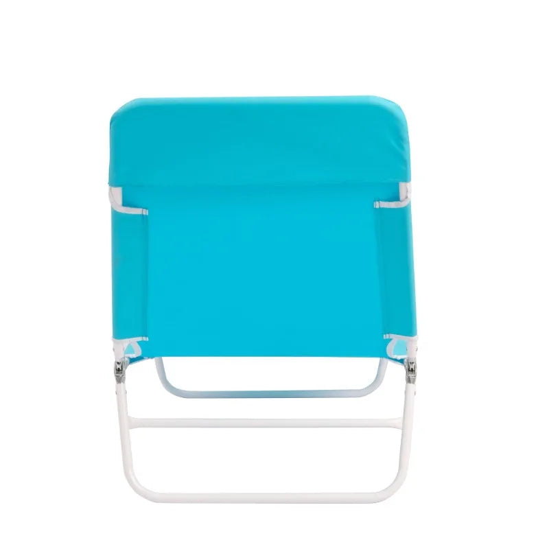 Folding Adjustable Back Fabric Beach Lounger with Face Arm Hole, Adjustable Backrest, Side Pocket, Pillow & Carry Handle