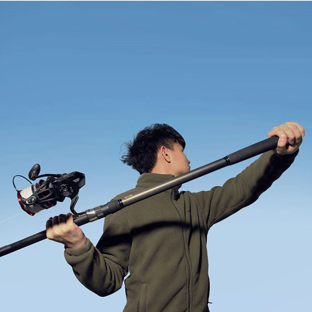 Carbon Fiber Spinning Fishing Rod 2.4m-5.4m Super Light 5/6/7/8 Sections Telescopic Long Distance Handle Sea Pole Lure 30g-200g