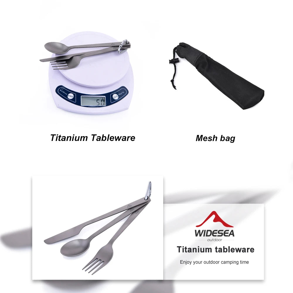 Widesea Titanium Spoon Fork Knife Set 50G Camping Tableware Ultralight Travel Tourist Outdoor Cookware Gear Equipment