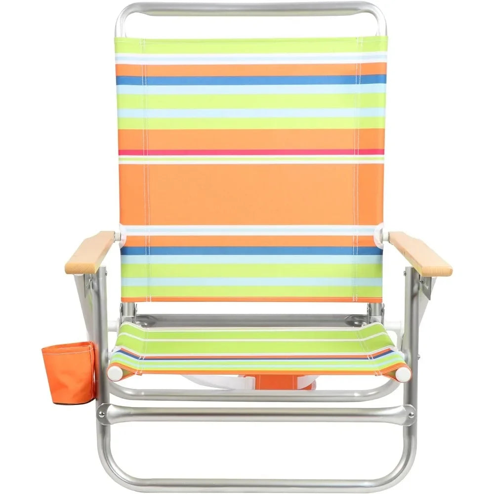 4 Position Folding Backpack Straps Lightweight Low Beach Chairs for Adults Supports 225 Lbs Foldable Chair Green Camping Table