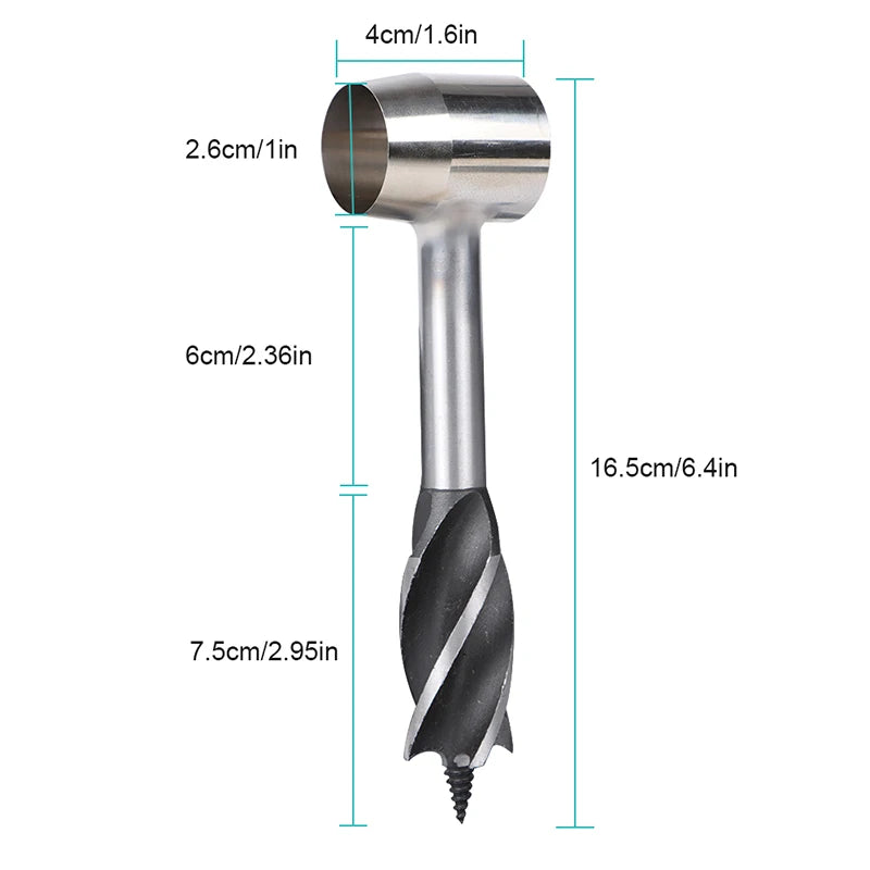 Auger Wrench Drill for Outdoor Survival, Hand Drill Gear with Leather Bag for Wild Life, Woodworking, Camping, Jungle Bushcraft
