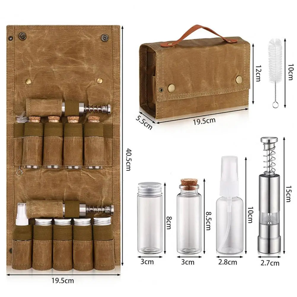 Outdoor Seasoning Bottle Set Portable Spice Bag Foldable Spice Bag Set for Outdoor Picnic Bbq Portable Condiment for Travel