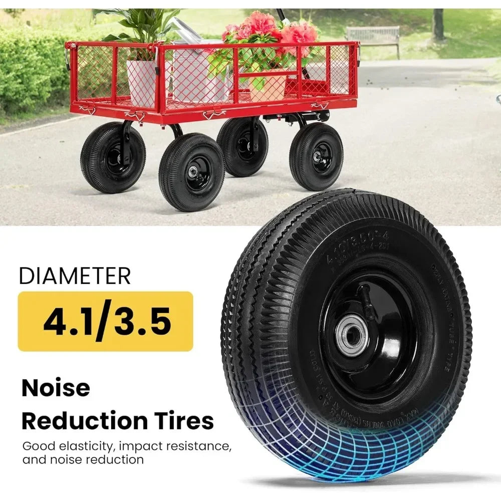 Garden Cart, Heavy Duty 880 Lbs Capacity Mesh Steel Gardens Carts Folding Utility Wagon with Removable Sides, Garden Cart