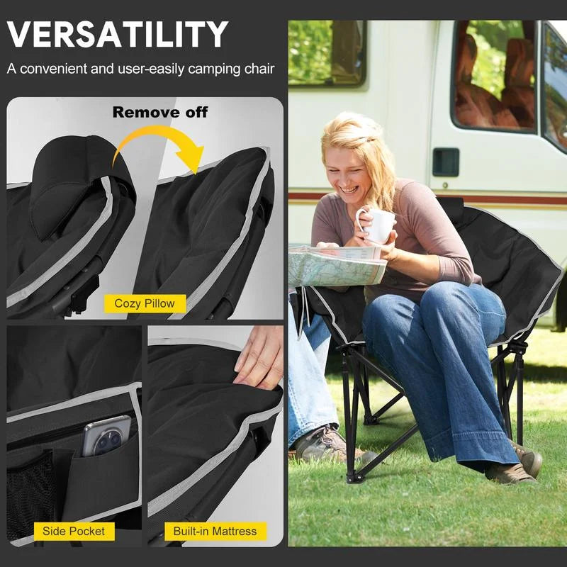 Heated Camping Chair Oversized Oxford cloth, Padded Heated Chair Outdoor Sports, 3 Heating Levels Adjustable Camping Chairs