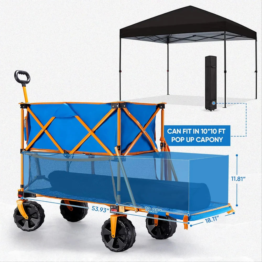 Old Bahama Bay 400L Collapsible Double Decker Wagon,Folding Wagon Cart with 54" Lower Decker,Heavy Duty Utility Wagon