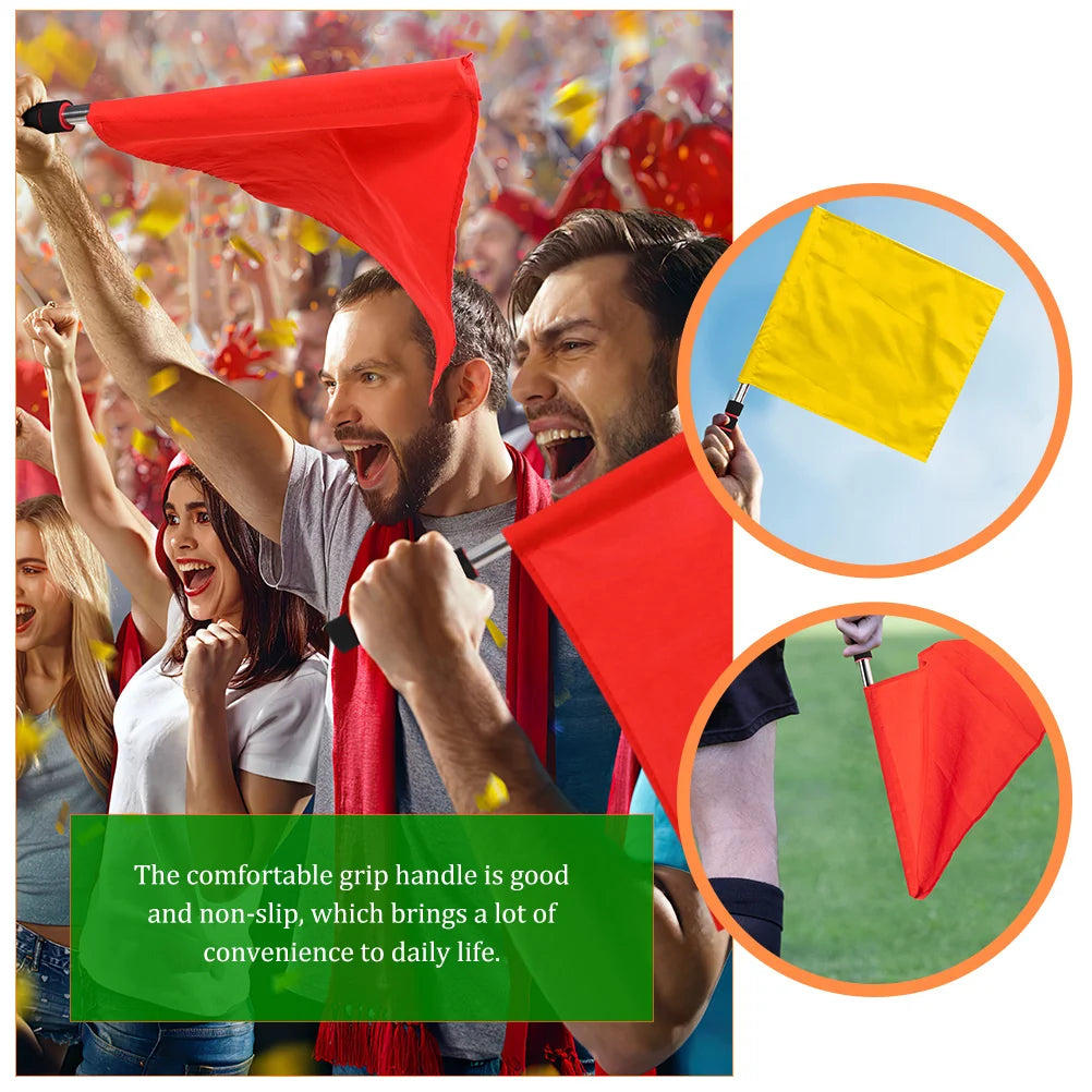 Referee Flag Stainless Flag Sponge Handle Patrol Linesman Performance Official Flag Sports Events Football Volleyball Track