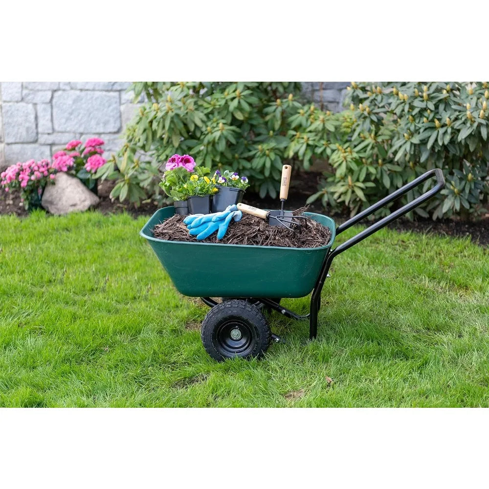 70019 Garden Barrow Dual-Wheel Wheelbarrow/Garden Cart Beach Wagon Folding Trolley Cart