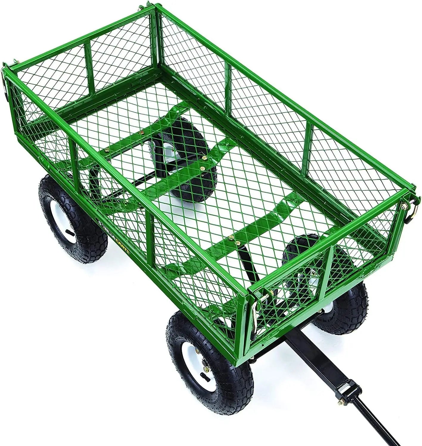 Steel Garden Cart, Steel Mesh Removable Sides, 3 cu ft, 400 lb Capacity, Green beach cart wagon folding