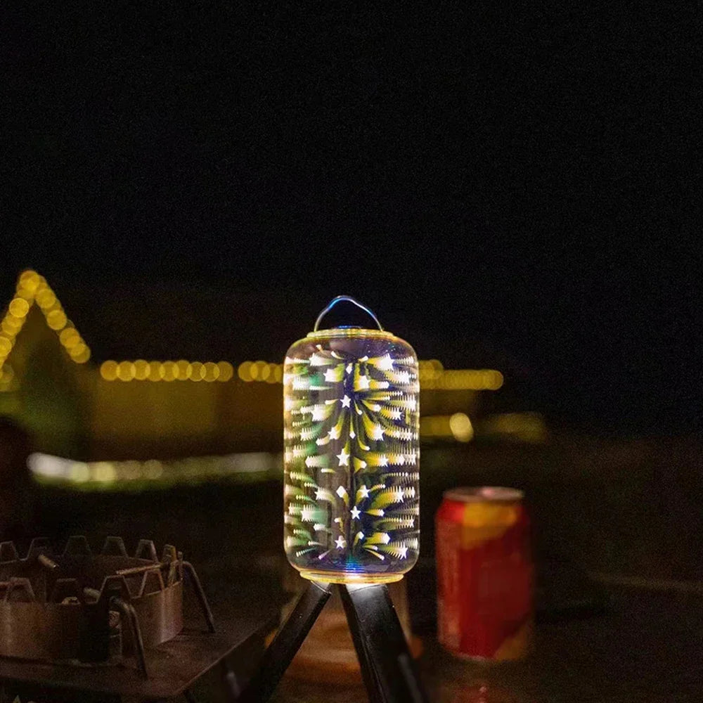 Fireworks Camping Light Glass Lampshade Portable Outdoor Campsite Lantern Tent Light Cover with Storage Bag For Picnic Hiking