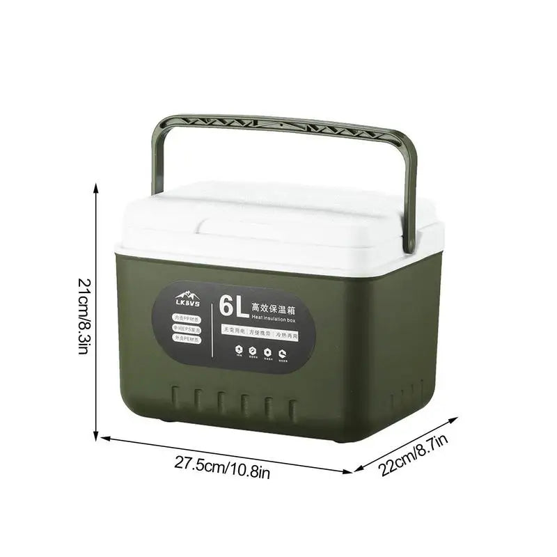 Car Ice Chest Lunch Box 6L Camping Insulated Cooling Box Vehicle Traveling Cooler Organizer Auto Outdoor Camping Accessories
