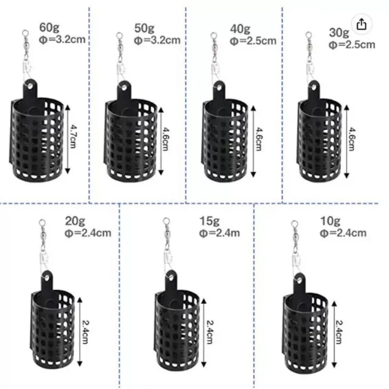 10PCS Fishing Tackle Feeder Cage Round Square for Carp Coarse Match Barbel Metal Feeders Feeder Basket Cage Fishing Lure Cage