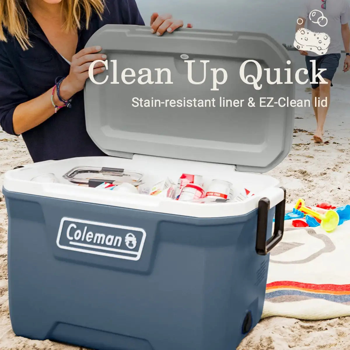 Coleman 316 Series 52QT Ice Chest Hard Cooler, Lakeside Blue