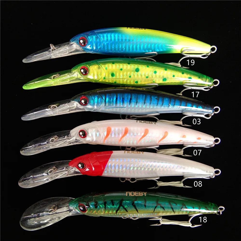 NOEBY 2PCS 16cm 74.7g 12cm 30g 14cm 50g Trolling Fishing Lure Wobbler Minnow Goods Hard Bait Fishing Tackle Slow Sinking Feeders