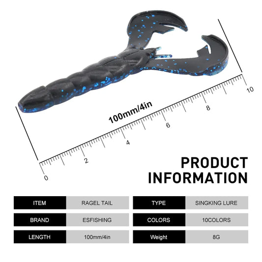 KESFISHING Soft Isca Artificial Bait Agent Rage Tail Craw 4 inch Crawfish Add Salt Pesca Bass Fishing Lure Tackle Salts