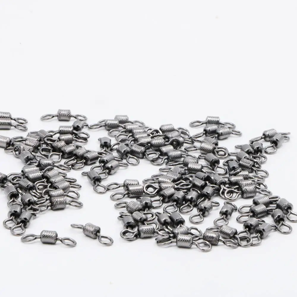 50-100pcs/box Fishing Swivel 4/0#-14# Sizes Solid Connector Ball Bearing Snap Fishing Swivels Rolling Stainless Steel Beads