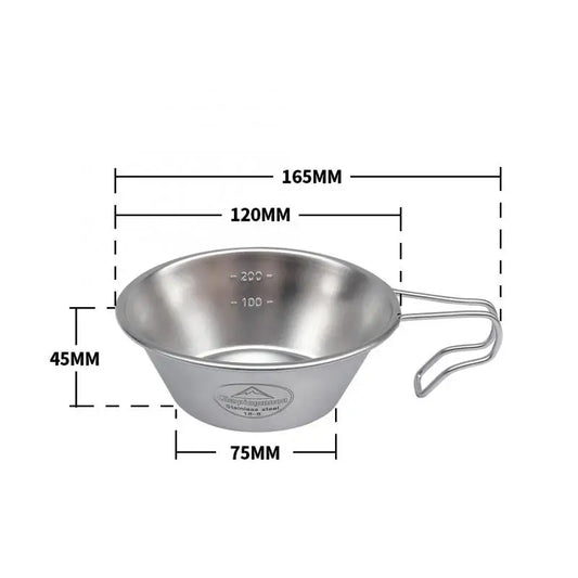 Campingmoon Tableware Portable Thickened Camping Stainless Steel Bowl Camping Picnic Multi-Function Bowl Outdoor Tableware 310Ml