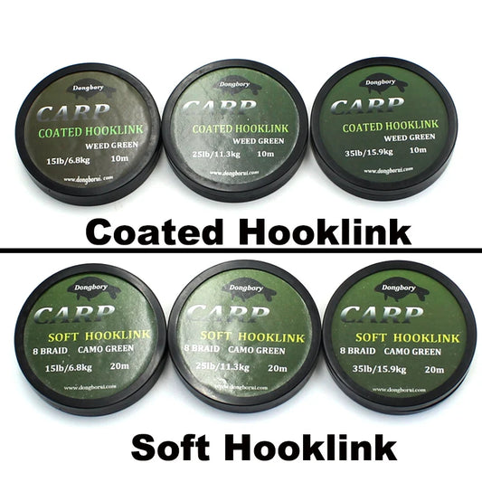 1PCS Carp fishing line Coated Hook Link Camo Green Hooklink Stiff Rig 15 25 35LB Braid Skin Line Chod Hair Rig Leader Tackle