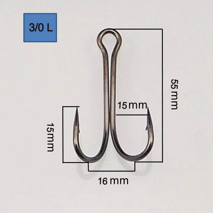 ESFISHING 10pcs Long Shank Double Hook Barbed High Carbon Steel Plating for Jig Bass Fishing Tackle For Soft Lures