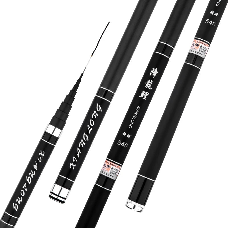 VBONI High quality super Light hard carbon fiber telescopic fishing rod freshwater hand pole 3.6/4.5/5.4/6.3/7/8/9M stream pole