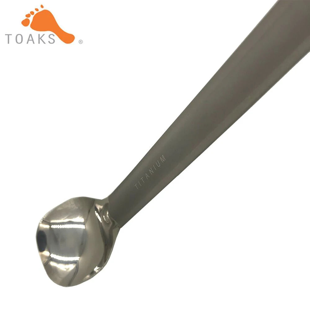 TOAKS Titanium Long Handle Spoon Ultralight with Polished Bowl Outdoor Picnic Household Dual-Use Tableware 220mm 0.67oz SLV-11