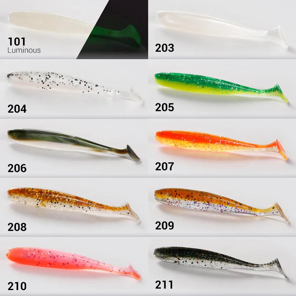 NOEBY Shiner Soft Bait 5cm 7.5cm 9cm Texas Rig Worm Baits Silicone Artificial Wobblers Jig Head Swimbait for Bass Fishing Lures