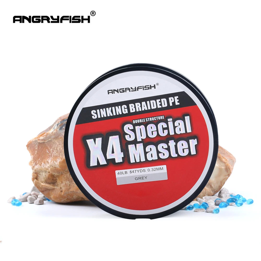 Angryfish X4 500M Master Series 4+1 Fast Sinking Braided Line Double Structre Smooth Strong tension Braided PE 12-80LB