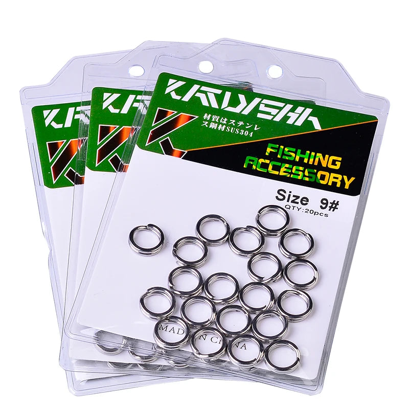 KATYUSHA 20Pcs Split Fishing Rings 0#-12# Stainless Steel Split Rings Lure Strengthen Connecting Rings For Fishing Accessories