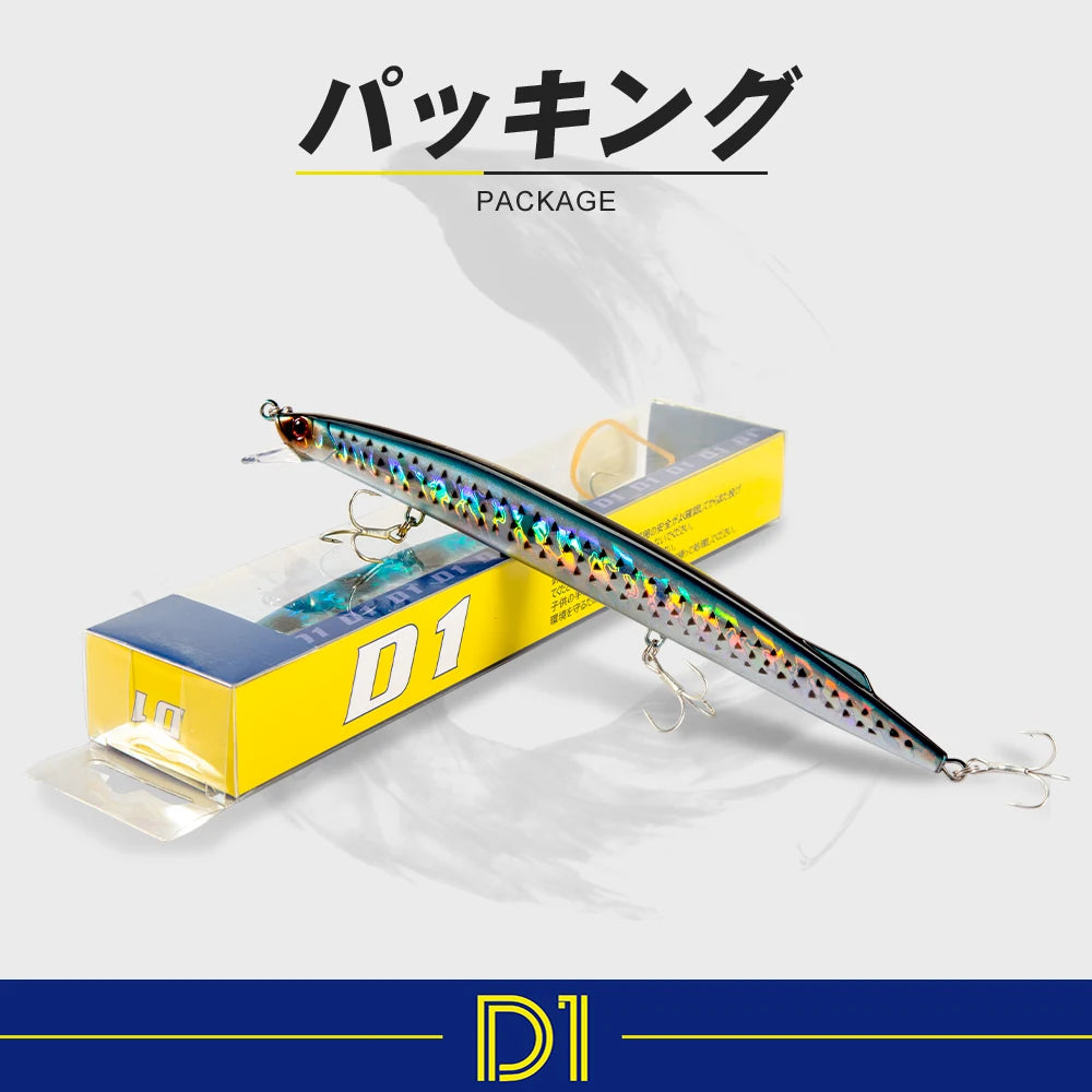 D1 New Sea Fishing Lure 2021 for Barracuda Mackerel Sardine Pike 190mm 37.5g- 38g Sinking Minnow Baits Depth 0.6-0.9m Jerkbait
