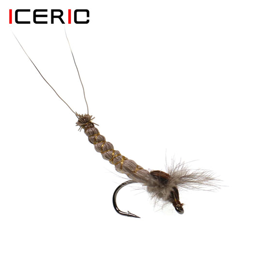ICERIO 6PCS CDC Mayfly Deerhair Body Dry Flies Trout Fishing Fly Lure Baits #12