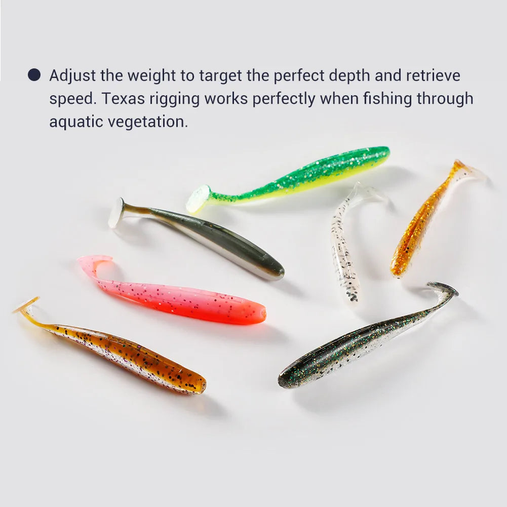 NOEBY Shiner Soft Bait 5cm 7.5cm 9cm Texas Rig Worm Baits Silicone Artificial Wobblers Jig Head Swimbait for Bass Fishing Lures