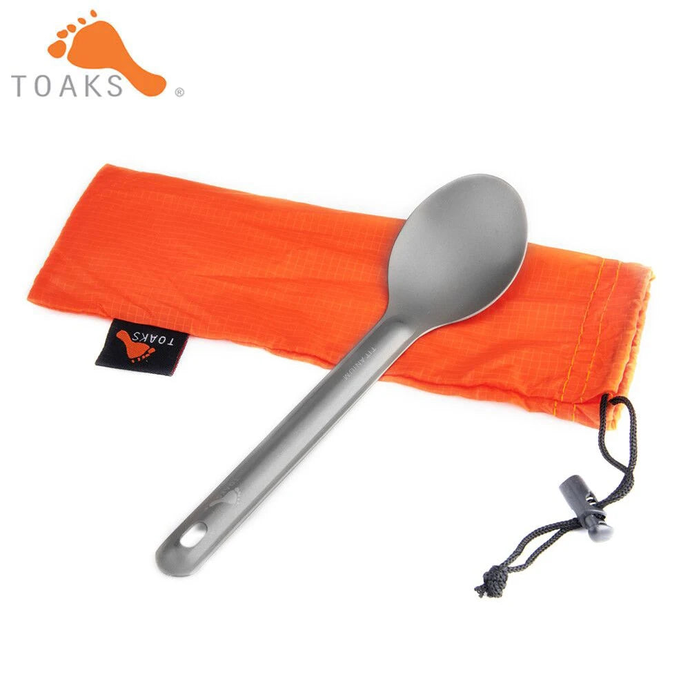 TOAKS Outdoor Camping Picnic Spoon Ultralight Titanium Spoon Outdoor Tableware 165mm 0.4oz