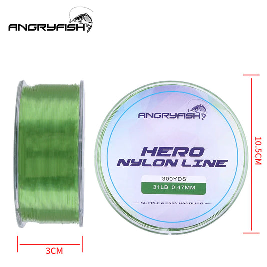 Angryfish Nylon Line 300YD 0.12mm-0.47mm Nylon Fishing Line Monofilament Material Super Strong