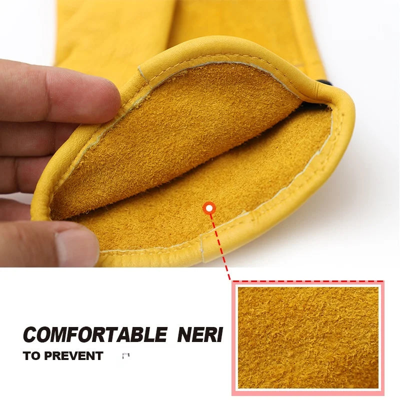 Outdoor Barbecue Picnic Insulation Leather Gloves Camping Campfire Anti-scald Flame-retardant Gloves Soft and Wear-resistant