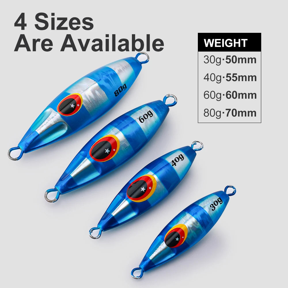 JIGGING PRO 30g 40g 60g 80g Slow Bee Jigging Lure Slow Fall Metal Jig Saltwater Fishing Lure Shore Jigging Bait