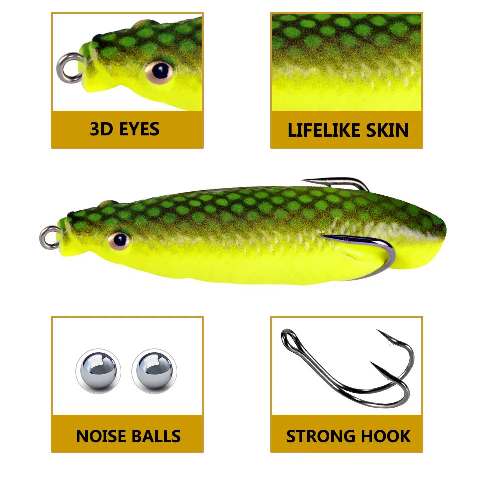 Popper Frog 14.5g 8.5cm Frog Lures Soft Baits For Snakehead Bass Lures Frog Fishing Floating Topwater