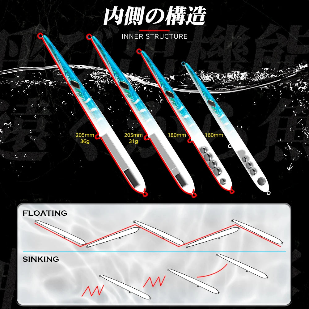 Hunthouse Stylo 210 Lures Stickbaits Needle Pencil Fishing Baits Long Casting Floating 160/180/205mm Artificial Carp