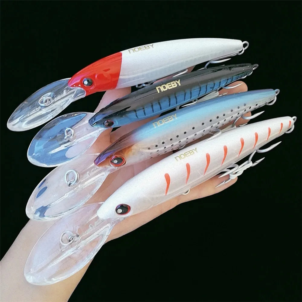 NOEBY 2PCS 16cm 74.7g 12cm 30g 14cm 50g Trolling Fishing Lure Wobbler Minnow Goods Hard Bait Fishing Tackle Slow Sinking Feeders