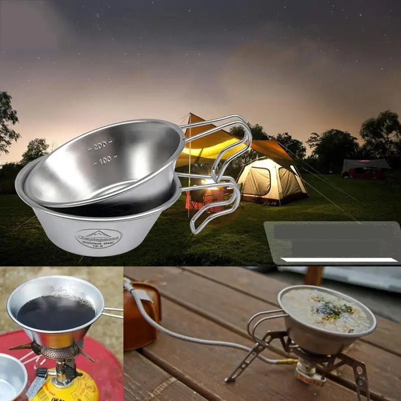 Campingmoon Tableware Portable Thickened Camping Stainless Steel Bowl Camping Picnic Multi-Function Bowl Outdoor Tableware 310Ml