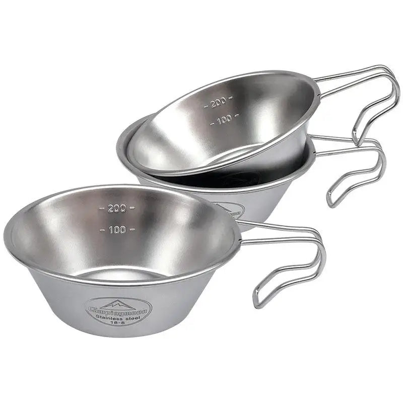 Campingmoon Tableware Portable Thickened Camping Stainless Steel Bowl Camping Picnic Multi-Function Bowl Outdoor Tableware 310Ml