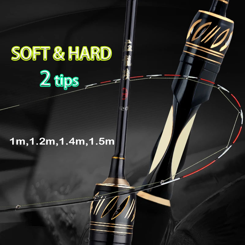 CEMREO 1m-1.5m Short Raft Fishing Rod Titanium Alloy Soft&Hard Double Tips Ice Fishing Pole Boat Fishing Rod Octopus YINGLONG