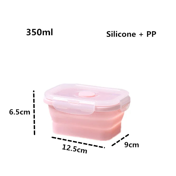 100pcs Mini Silicone Collapsible Lunch Box Food Storage Container Bento Microwavable Portable Picnic Camping Outdoor Lunch Box