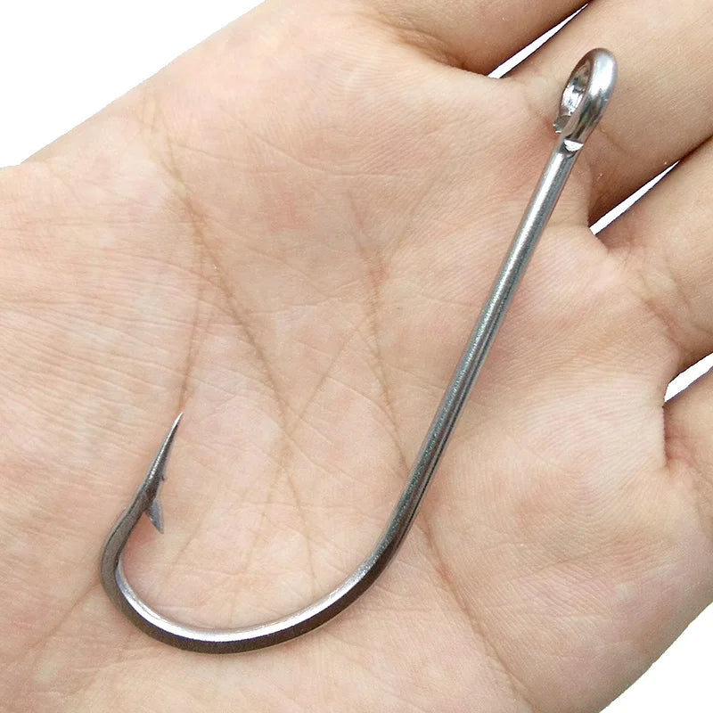 100pcs/lot Stainless Steel Fishing Hook Long Shank Saltwater Hooks For Fishing Accessories 34007 Size 1/0-10/0