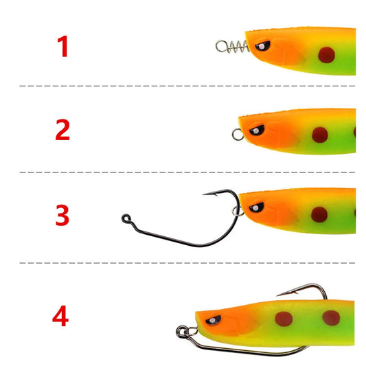 Worm Hook with Lock Stitch Soft Lure Bait Single Hooks Grub Fishhook Texas Rig Accessories Lot 10 Pieces