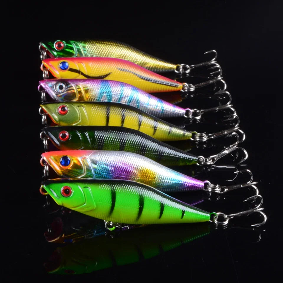 Artificial Bait 1pcs 7.5cm 7.5g Hard VIB Lures Fishing Bait Treble Hooks Sinking Crankbait Fishing Tackle With 3D Eyes