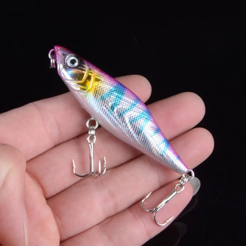 Artificial Bait 1pcs 7.5cm 7.5g Hard VIB Lures Fishing Bait Treble Hooks Sinking Crankbait Fishing Tackle With 3D Eyes