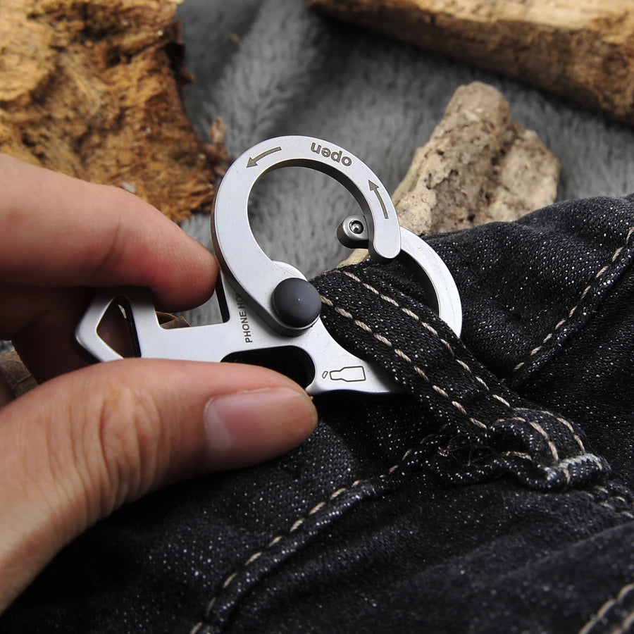 EDC.1991 420 Stainless Steel Carabiner Bottle Opener Keychain EDC Gear Outdoor Hiking Hunting Camping Survival Emergency Tool