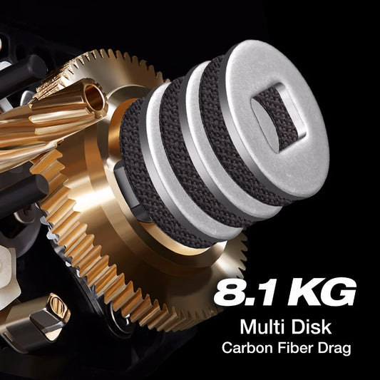 Piscifun Torrent Fishing Reel 8.1kg Carbon Drag 7.1:1 5.3:1 Gear Ratio 6 Bearings Magnetic Brake Low Profile Baitcasting Reel