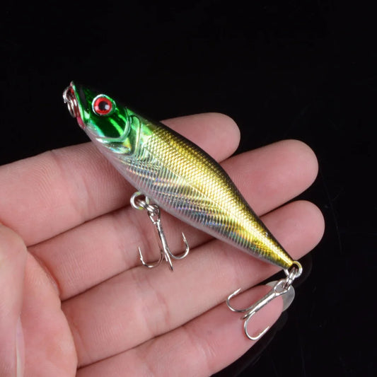 Artificial Bait 1pcs 7.5cm 7.5g Hard VIB Lures Fishing Bait Treble Hooks Sinking Crankbait Fishing Tackle With 3D Eyes