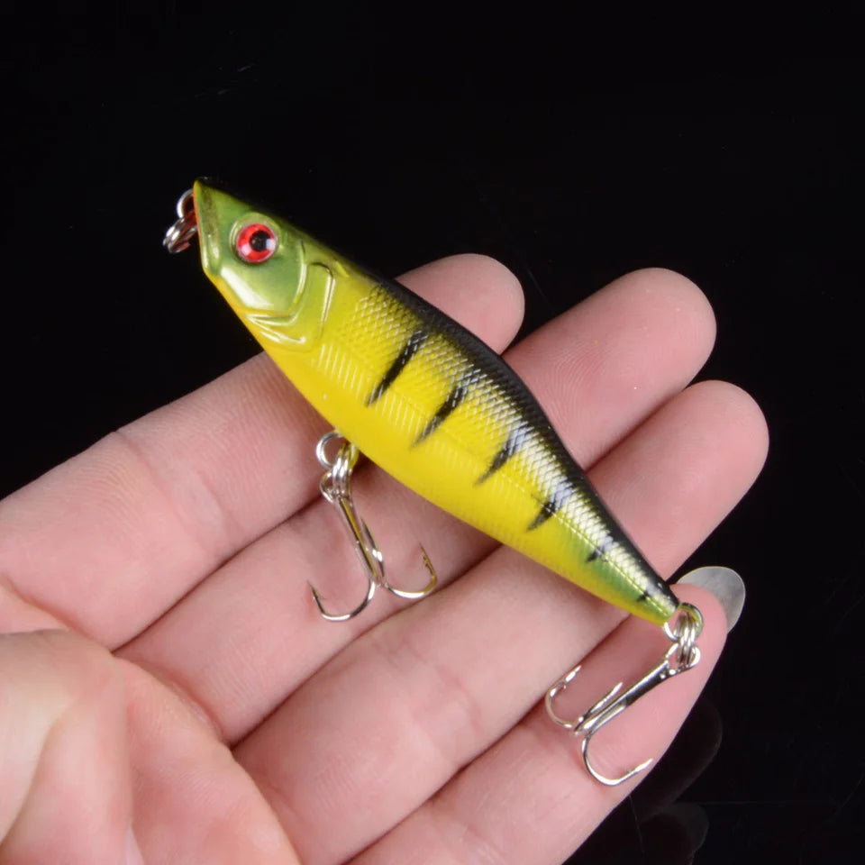 Artificial Bait 1pcs 7.5cm 7.5g Hard VIB Lures Fishing Bait Treble Hooks Sinking Crankbait Fishing Tackle With 3D Eyes