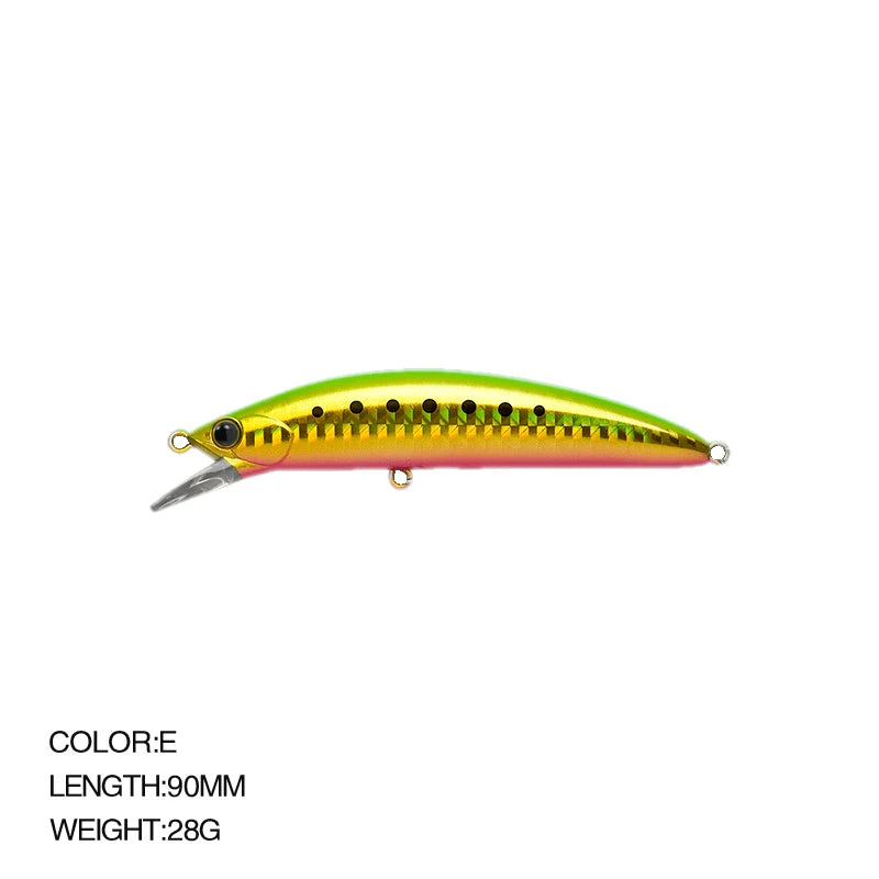 Heavy surfer minnow 90MM 28G Sinking Minnow Fishing Lure Artificial Bait Saltwater Hard Bait Pike Bass Fishing tackle 2021